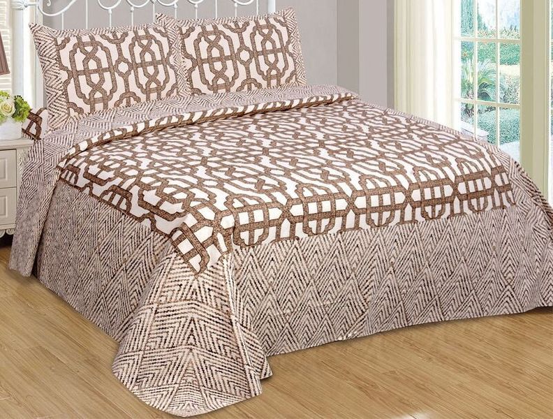 Titanic Pink Base King Size Bedsheet with 2 Stitched Pillow Cover