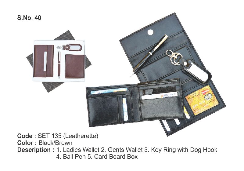 SET 135 BLK & BRN Leather Desk Set