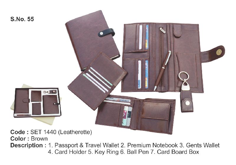 SET 1440 BRN Leather Desk Set