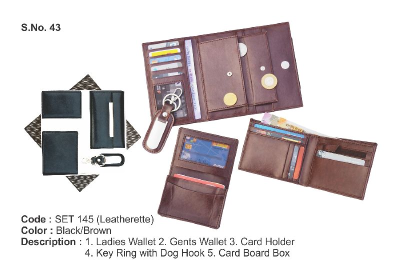 SET 145 BLK & BRN Leather Desk Set