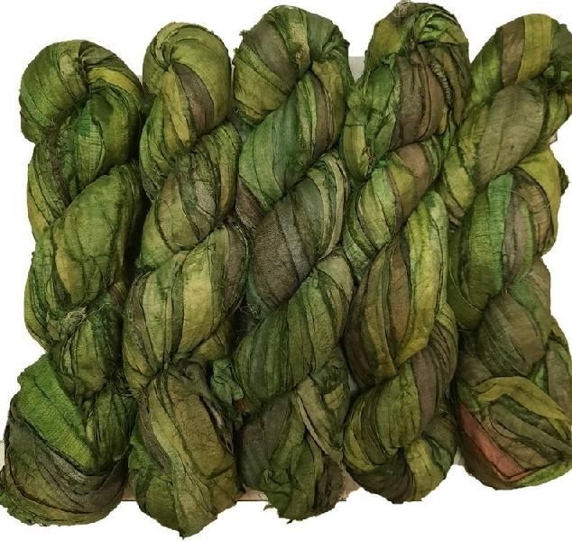 Bottle Green Sari Silk Ribbon