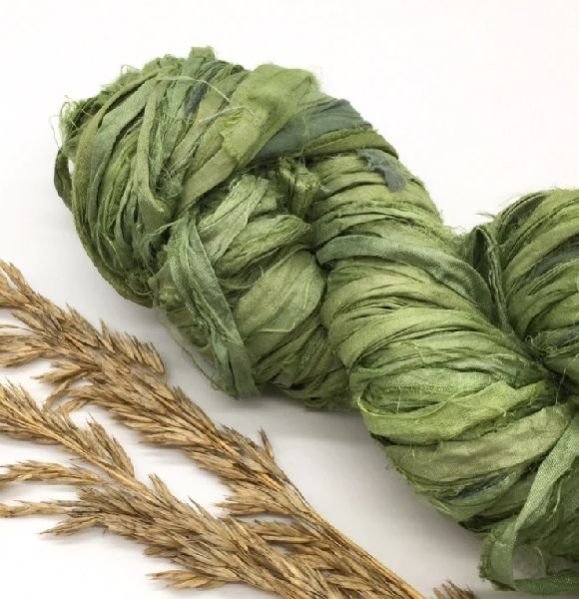 Bright Green Sari Silk Ribbon