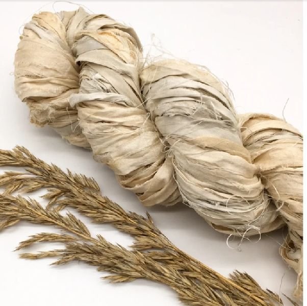 Cream Sari Silk Ribbon