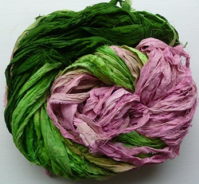 Green Parrot  Sari Silk Ribbon