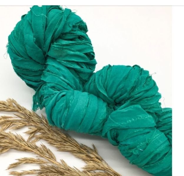 Green Sari Silk Ribbon