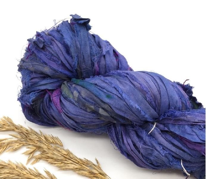 Navy Blue Sari Silk Ribbon