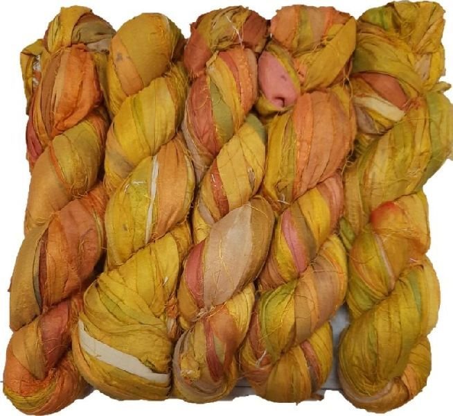 Orange Yellow Sari Silk Ribbon
