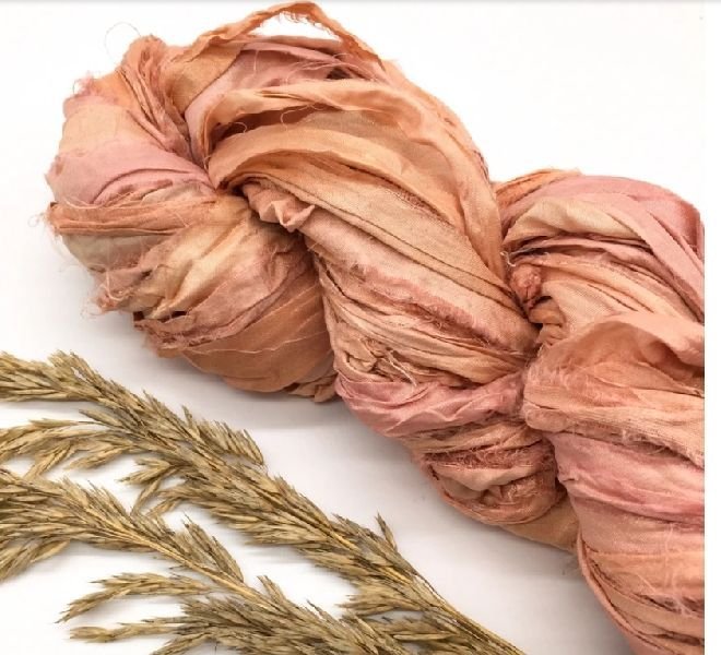 Peach Sari Silk Ribbon