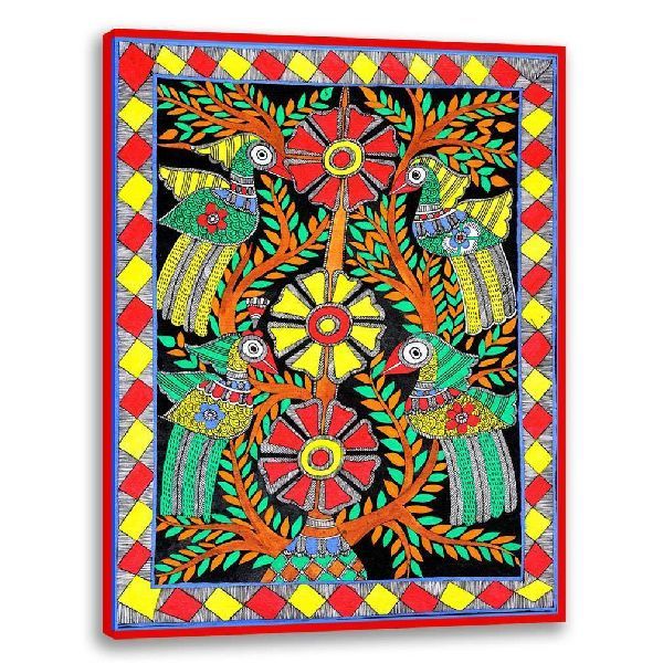 Colorful Birds | Madhubani Painting