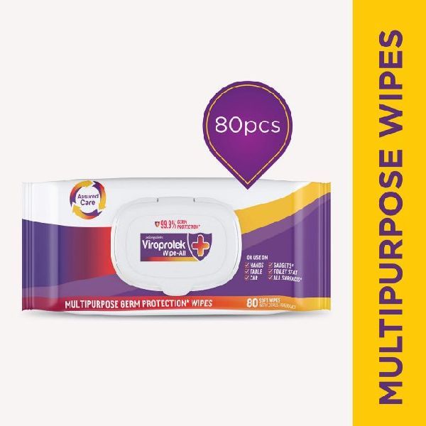 Viroprotek Wipe All Multipurpose Germ Protection Wipes (80 Soft Wipes)