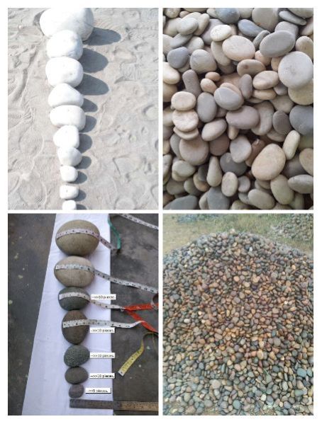 Various River with Sizes Pebbles