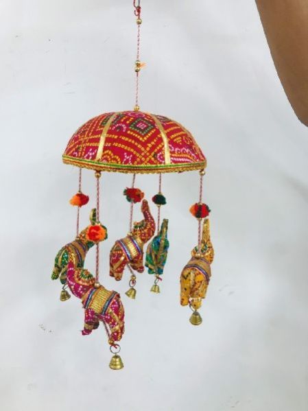 01 Rajasthani Ceramic Elephant Tokri Hanging