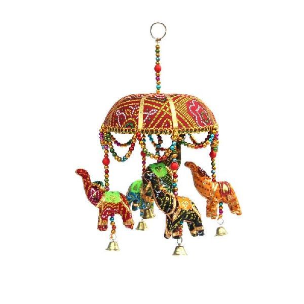02 Rajasthani Ceramic Elephant Tokri Hanging