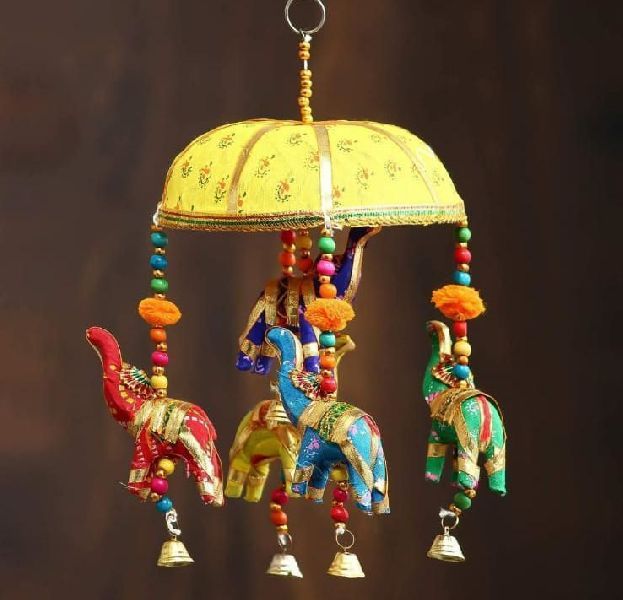 05 Rajasthani Ceramic Elephant Tokri Hanging