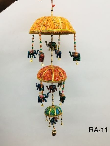 07 Rajasthani Ceramic Elephant Tokri Hanging