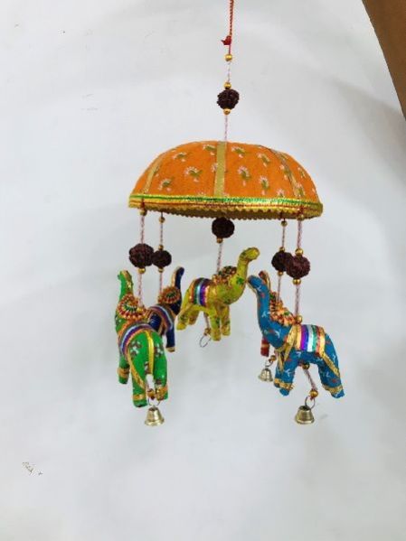 08 Rajasthani Ceramic Elephant Tokri Hanging