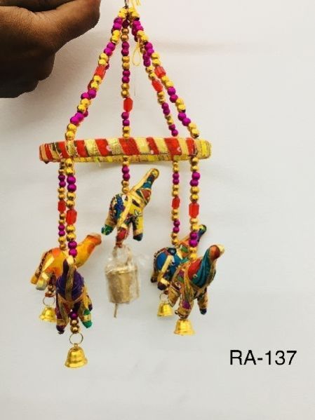 09 Rajasthani Ceramic Elephant Tokri Hanging