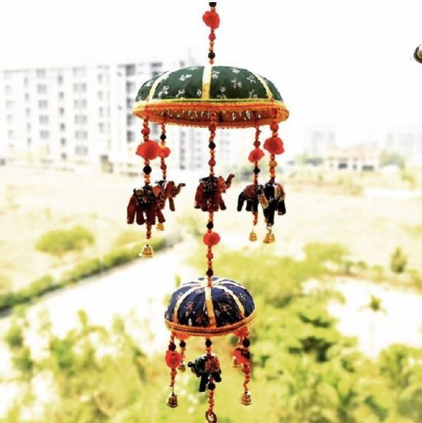 10 Rajasthani Ceramic Elephant Tokri Hanging