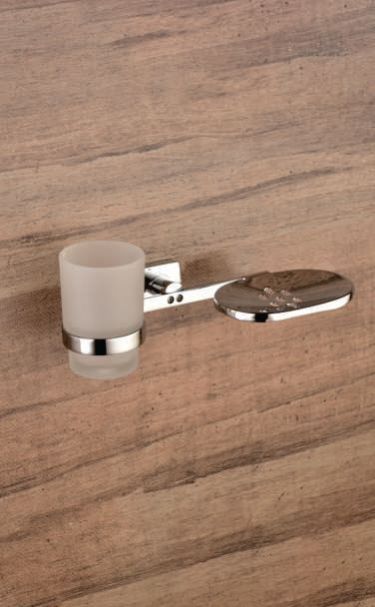 PS 14 Brass Soap Dish with Glass Tumbler Holder