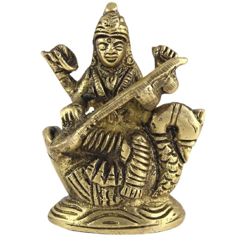 3 Inch Brass Saraswati Mata Statue