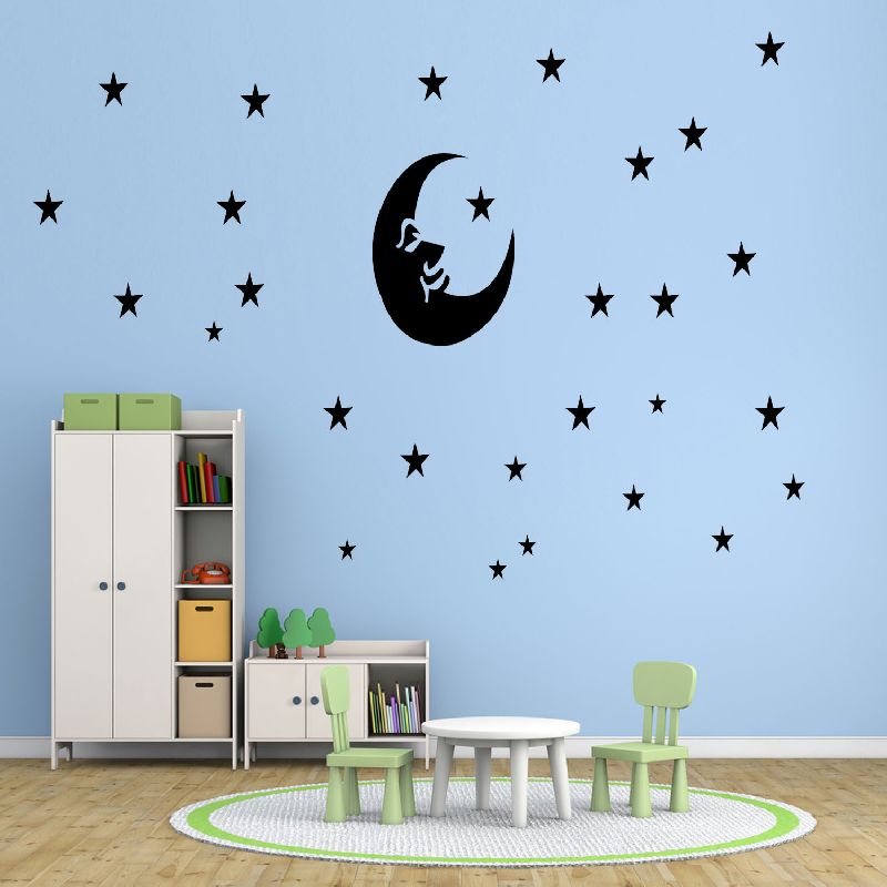 Shinning Stars With Moon Design