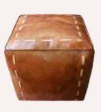JMD329P Leather Square Pouf