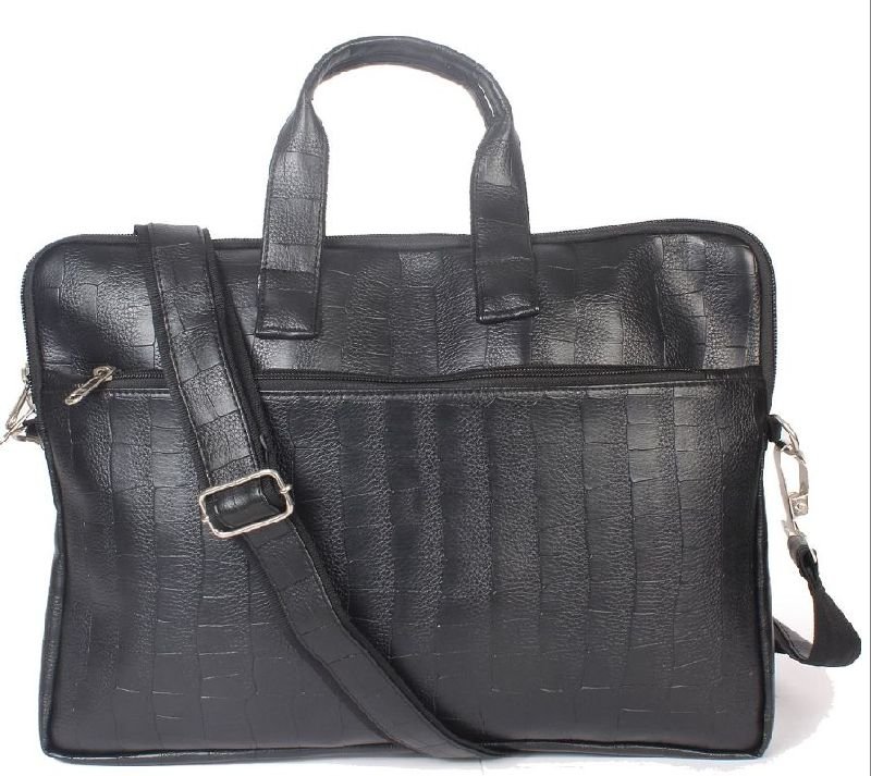 TL-1139-A Black Leather Laptop Bag