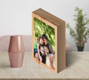 Personalized Collage/Photograph Printed on Wood Block can be used as Photo Frame