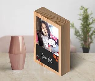 Personalized Collage/Photograph Printed on Wood Block can be used as Photo Frame