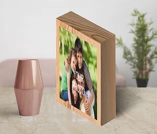Personalized Collage/Photograph Printed on Wood Block can be used as Photo Frame