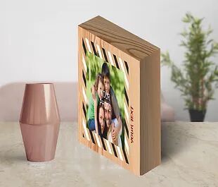 Personalized Collage/Photograph Printed on Wood Block can be used as Photo Frame