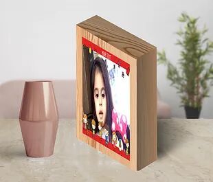 Personalized Collage/Photograph Printed on Wood Block can be used as Photo Frame