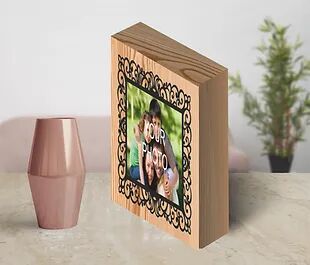 Personalized Collage/Photograph Printed on Wood Block can be used as Photo Frame