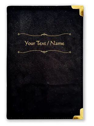 Personalized Black Suede Finish Leather Cover Notebook/Diary (Sue Black 03)