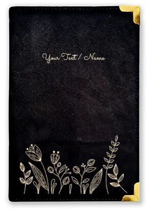 Personalized Black Suede Finish Leather Cover Notebook/Diary (Sue Black 04)