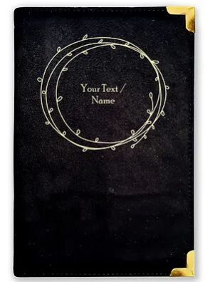 Personalized Black Suede Finish Leather Cover Notebook/Diary (Sue Black 05)