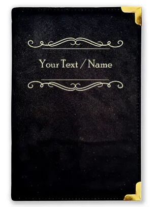 Personalized Black Suede Finish Leather Cover Notebook/Diary (Sue Black 07)