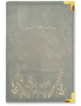 Personalized Gray Suede Finish Leather Cover Notebook/Diary (Sue Gray 04)