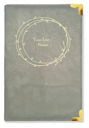 Personalized Gray Suede Finish Leather Cover Notebook/Diary (Sue Gray 05)