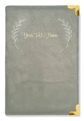 Personalized Gray Suede Finish Leather Cover Notebook/Diary (Sue Gray 06)