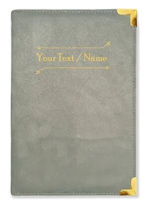 Personalized Gray Suede Finish Leather Cover Notebook/Diary (Sue Gray 08)