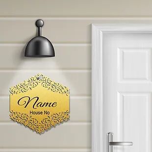 Personalized Laser-cut UV Printed Engineered Wood Door Name Plate (NP LC 04A)