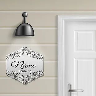 Personalized Laser-cut UV Printed Engineered Wood Door Name Plate (NP LC 04B)