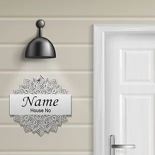 Personalized Laser-cut UV Printed Engineered Wood Door Name Plate (NP LC 05B)