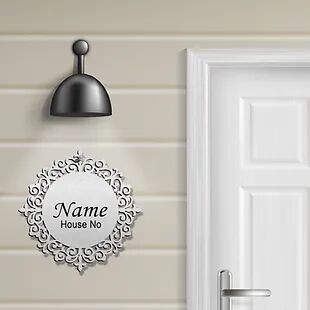 Personalized Laser-cut UV Printed Engineered Wood Door Name Plate (NP LC 06B)