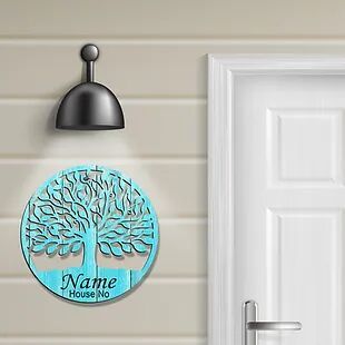 Personalized Laser-cut UV Printed Engineered Wood Door Name Plate (NP LC 08)