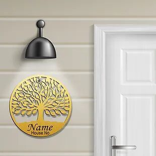 Personalized Laser-cut UV Printed Engineered Wood Door Name Plate (NP LC 08A)