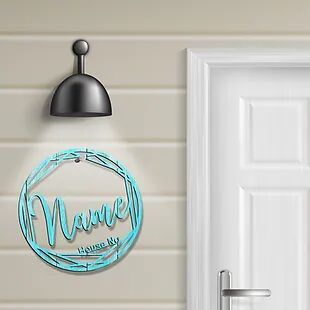 Personalized Laser-cut UV Printed Engineered Wood Door Name Plate (NP LC 01)