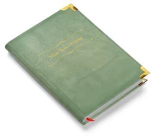 Personalized Olive Green Suede Finish Leather Cover Notebook/Diary (Sue OGr 03)