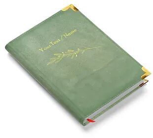 Personalized Olive Green Suede Finish Leather Cover Notebook/Diary (Sue OGr 01)
